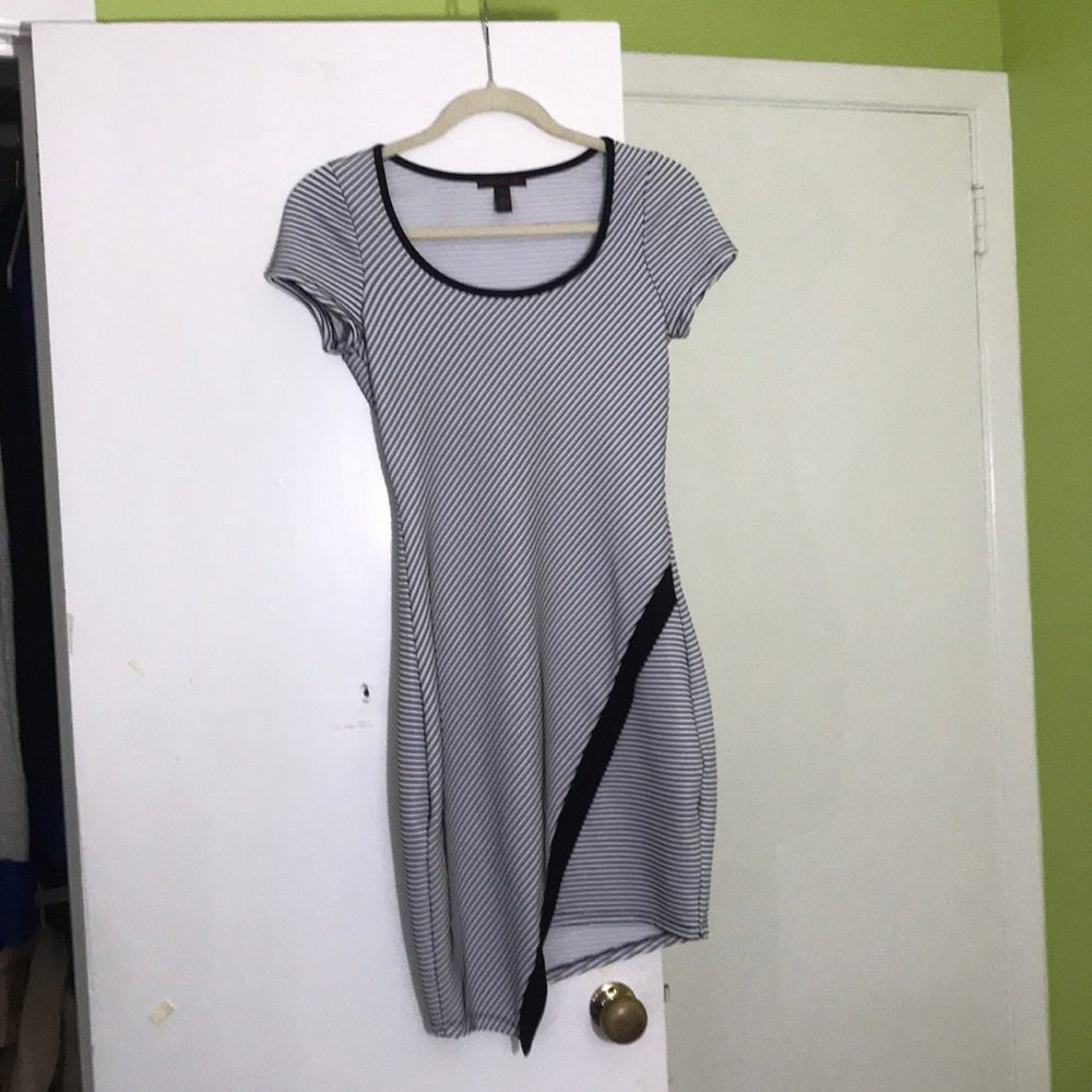 Black and white striped body con dress